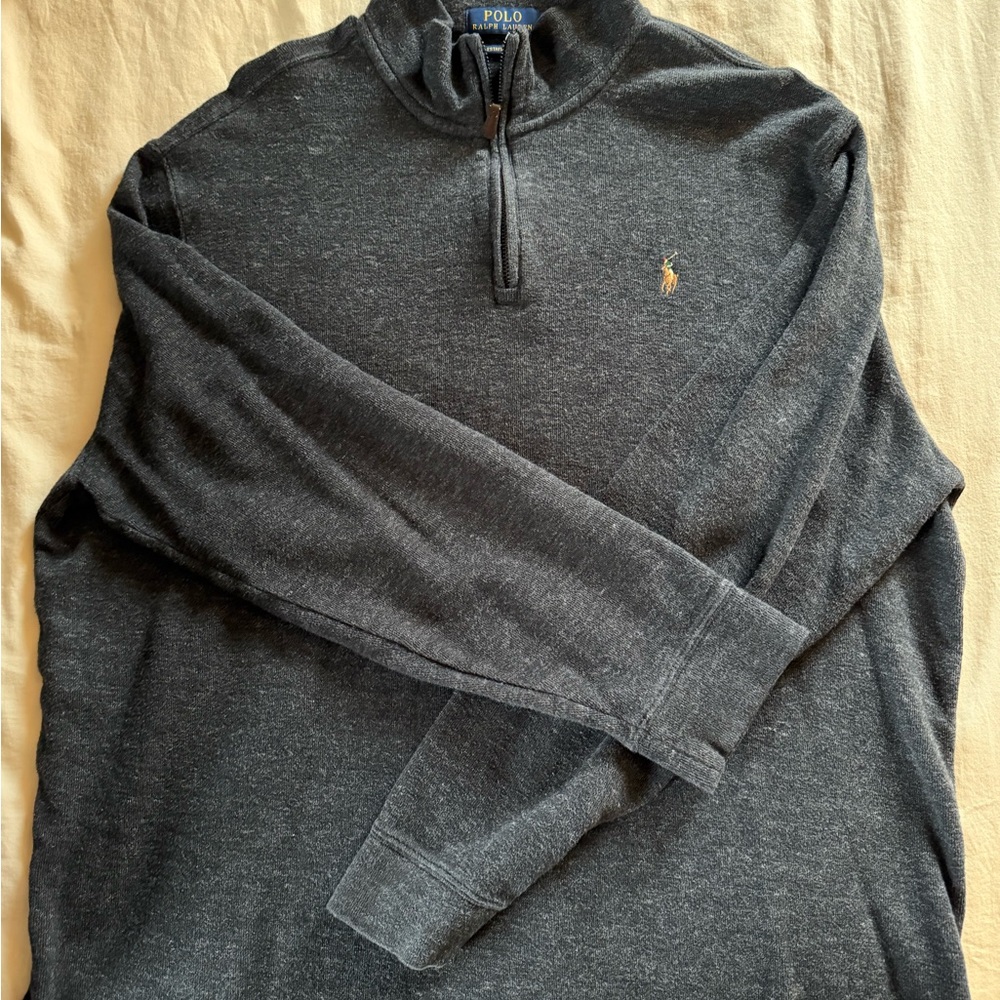 Polo by Ralph Lauren Men's Estate-Rib Quarter Zip Pullover - Dark Gray
